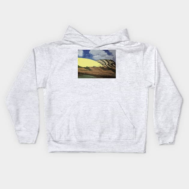 Filtered Hills and Cloudy Skies Kids Hoodie by TheWickerBreaker